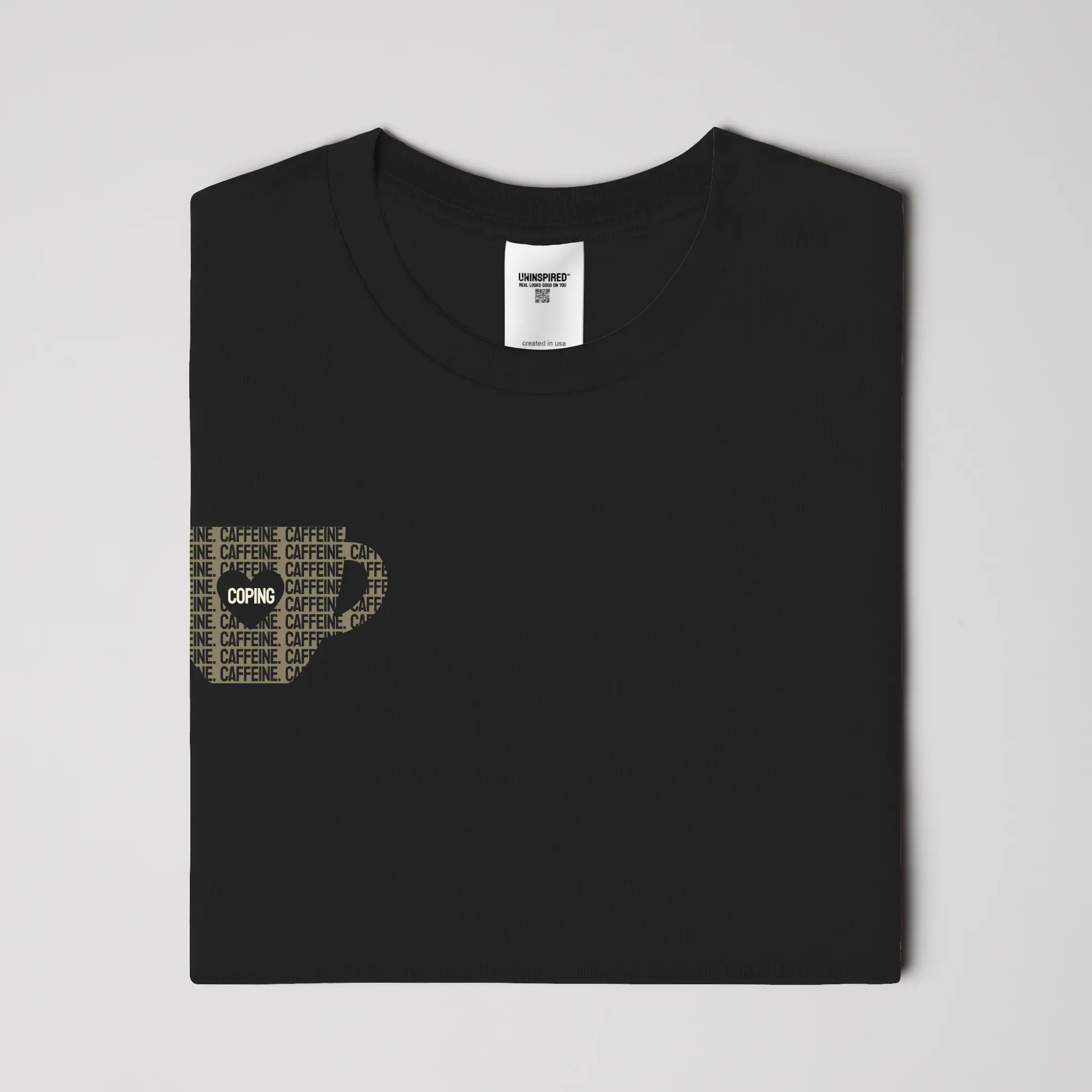 CAFFEINE & COPING // Standard Tee // BK1-T-Shirts-Uninspired